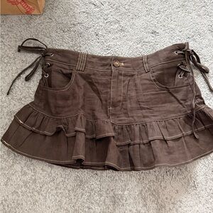 Edikted Chocolate Brown Skirt